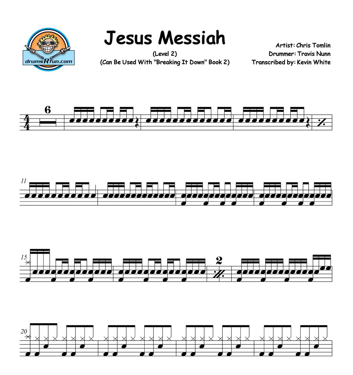 Chris Tomlin, Jesus Messiah Drum Transcription Level 2